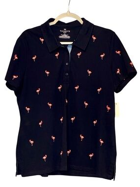 Talbots Flamingo Pique Polo Short Sleeve Shirt Cotton Stretch Petite SIZE XLP